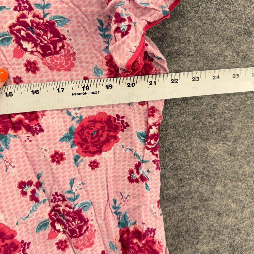 Cyberjammies Sleepshirt Women 10 Pink Floral Button Up Collared Short Sleeve - Picture 5 of 7